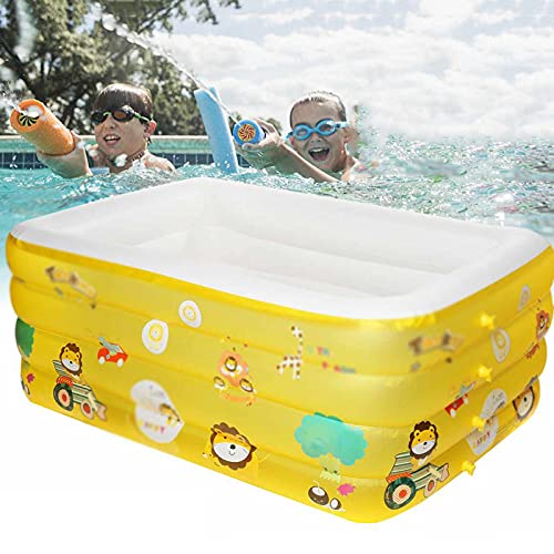 ZCED Piscina para Niños Inflable Diseño De León Pequeño Piscina Inflable para Adultos con Bomba sobre El Suelo Piscinas Rectangulares para Fiesta De Agua De Verano Amarillo,120 * 90 * 68cm