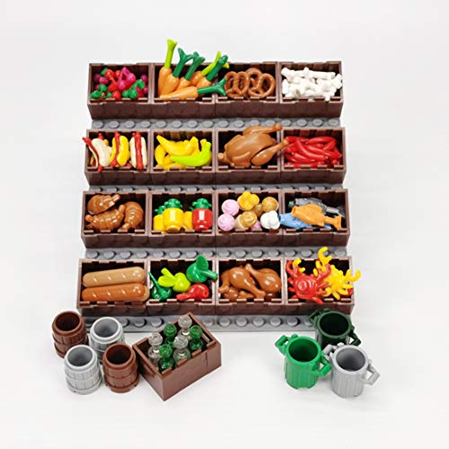 ZCXX Set de comida con soporte de exposición, vitrina compatible con minifiguras Lego.