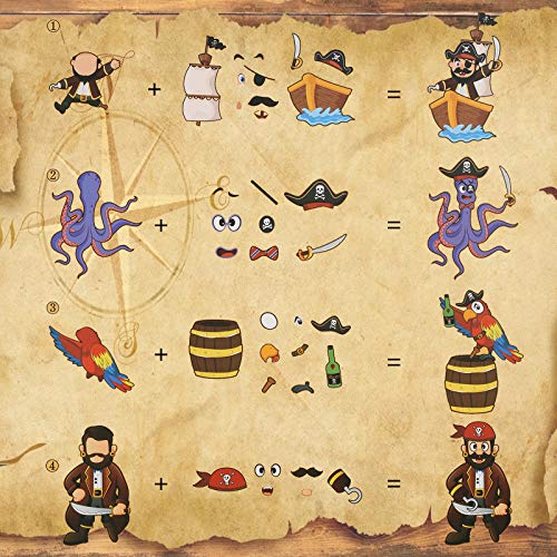 ZERHOK DIY Pegatinas Pirata,24 Hojas Calcomanía Pirata Infantiles Pirate Stickers Decoración de Habitación Infantil Temática Pirata Guarderías Clases Manuales Premios Aula Regalo para Niños