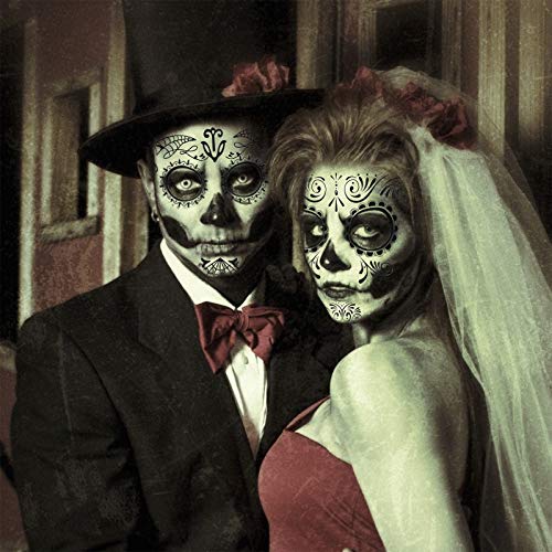 ZERHOK Tatuaje temporale 8pcs Mascarada cráneo gemas mujer para maquillaje en Halloween día de muerto y baile de disfraz para mujer hombre