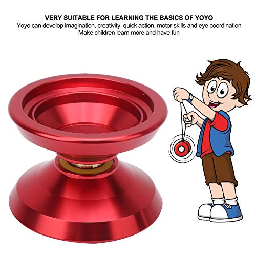 Zerodis Alloy Yoyo Toy, competición Profesional Yoyo Ball Spatial Thinking Training Juguete para niños con 3 Piezas de Repuesto Yoyo Strings Glove Set para niños Mayores de 8 años(Rojo)