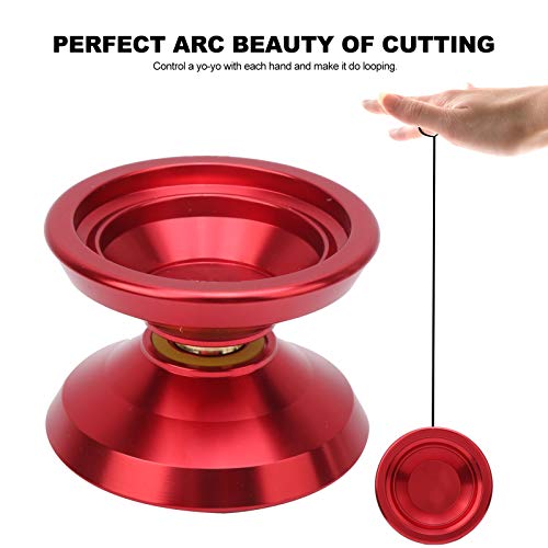 Zerodis Alloy Yoyo Toy, competición Profesional Yoyo Ball Spatial Thinking Training Juguete para niños con 3 Piezas de Repuesto Yoyo Strings Glove Set para niños Mayores de 8 años(Rojo)