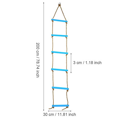 Zerodis Escalera de Cuerda para Columpios Infantiles Cuerda de Escalada Juegos Infantiles al Aire Libre(Azul)