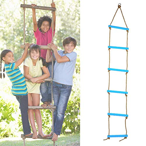 Zerodis Escalera de Cuerda para Columpios Infantiles Cuerda de Escalada Juegos Infantiles al Aire Libre(Azul)