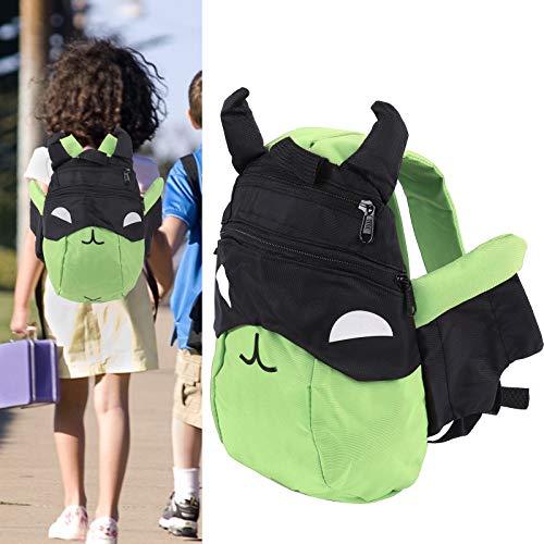 Zerodis Mochila infantil, Mochila escolar para exteriores con diseño de murciélago de dibujos animados lindo de moda Mochila de tela ajustable para niños y niñas mayores de 3 años(verde)