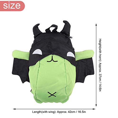 Zerodis Mochila infantil, Mochila escolar para exteriores con diseño de murciélago de dibujos animados lindo de moda Mochila de tela ajustable para niños y niñas mayores de 3 años(verde)