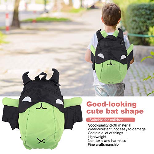 Zerodis Mochila infantil, Mochila escolar para exteriores con diseño de murciélago de dibujos animados lindo de moda Mochila de tela ajustable para niños y niñas mayores de 3 años(verde)