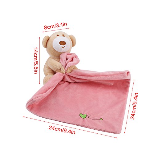 Zerodis- Toalla de apaciguamiento para bebés, Encantador Manta Suave de Seguridad de Felpa de Oso Juguete Regalo recién Nacido para niños pequeños(Rosado)