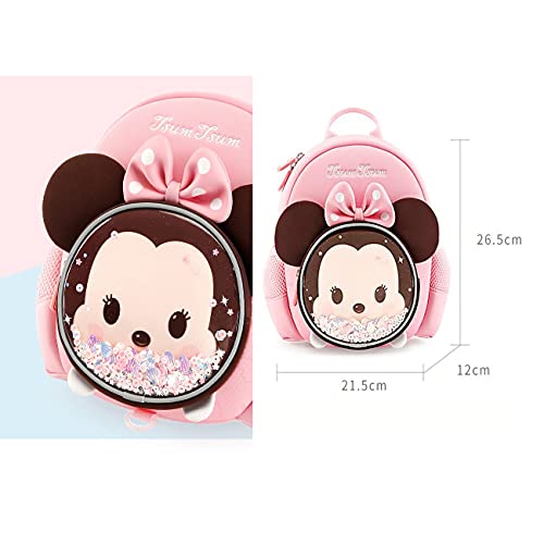 zhangmeiren Mochila De Bonos De Mickey Pack De Disney, Bolso De Hombro De Camping De Viaje De Ocio para Niños (Color : Pink-A, Size : M-21.5 * 12 * 26.5CM)