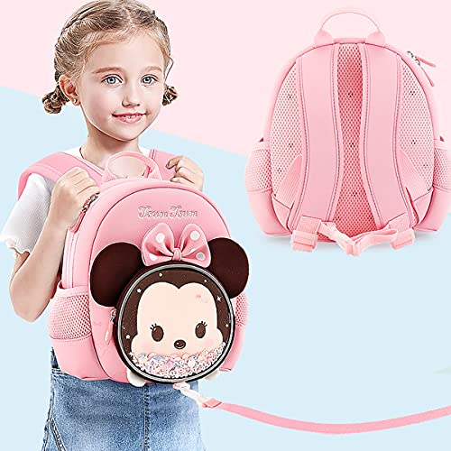 zhangmeiren Mochila De Bonos De Mickey Pack De Disney, Bolso De Hombro De Camping De Viaje De Ocio para Niños (Color : Pink-A, Size : M-21.5 * 12 * 26.5CM)