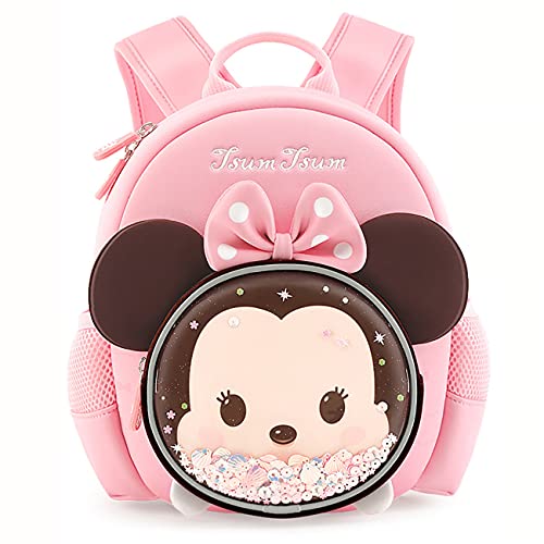 zhangmeiren Mochila De Bonos De Mickey Pack De Disney, Bolso De Hombro De Camping De Viaje De Ocio para Niños (Color : Pink-A, Size : M-21.5 * 12 * 26.5CM)