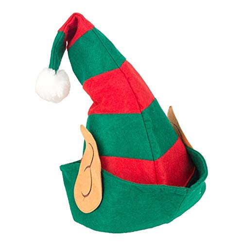 zhangmeiren Sombrero, Sombrero De Navidad Elfos De Orejas Rojas Y Verdes Sombrero De Rayas, Sombrero For Niños Adultos Regalo De Decoración De Fiesta De Navidad (Color : A)