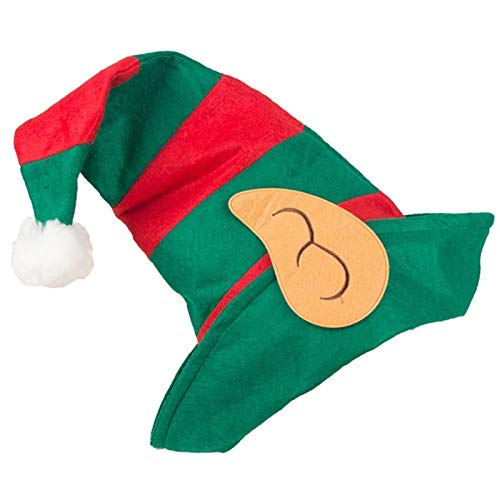 zhangmeiren Sombrero, Sombrero De Navidad Elfos De Orejas Rojas Y Verdes Sombrero De Rayas, Sombrero For Niños Adultos Regalo De Decoración De Fiesta De Navidad (Color : A)