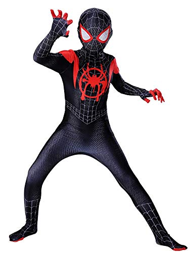 ZHANGXX Traje Spiderman Niño Jumpsuit Carnaval Costume Y Mascara Estampado 3D Traje Impresión Patrón para Halloween Y Fiestas De Cosplay,B-（90——100cm）