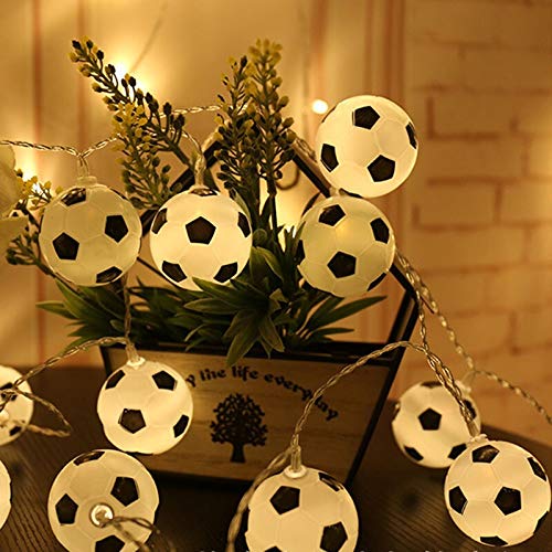 Zholuzl Luces de Cadena de Hadas Los Aficionados al fútbol/Bolas de Cuerdas de luz LED de Fútbol Garland Decoración for Cumpleaños Clubes Inicio Tema de los niños Fiesta de Navidad Brillante