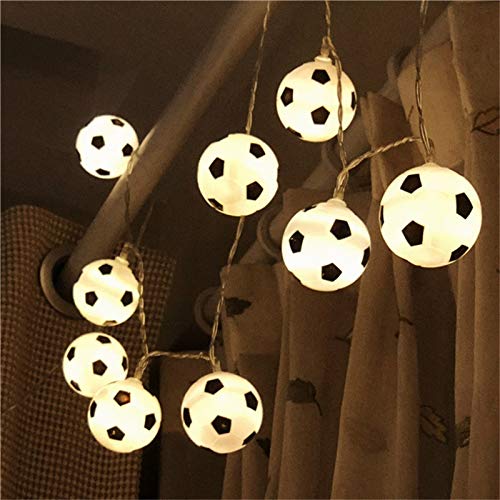 Zholuzl Luces de Cadena de Hadas Los Aficionados al fútbol/Bolas de Cuerdas de luz LED de Fútbol Garland Decoración for Cumpleaños Clubes Inicio Tema de los niños Fiesta de Navidad Brillante