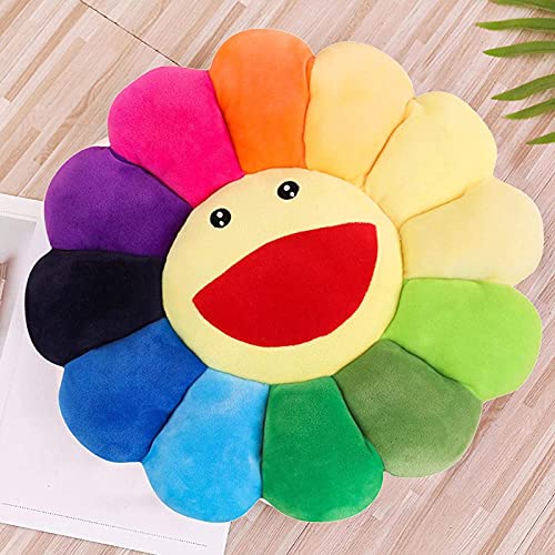 zhouhua71 Almohada de Felpa de Flores, Almohada de Girasol Suave y cómodo Cojín Sonriente de Girasol Colorido Flor de Sol Juguete de Felpa Hogar Dormitorio Tienda Restaurante Decoración 50cm