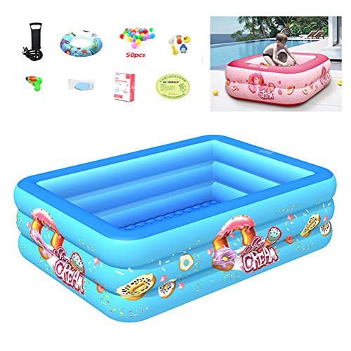 Zhyaj Hinchable Quadrada Bebe Piscina Plastico Piscina De Bolas Desmontables para Jardin Paraíso del Agua Regalos del Día del Niño,Blue c,180 * 130 * 55cm