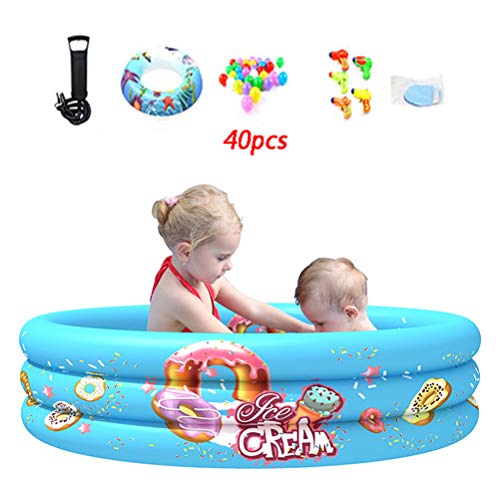 Zhyaj Redonda Piscinas Portatil Hinchables Infantil PVC Piscinas para Bebe Indoor Bañera Hinchable,Blue 1b,110 * 30cm