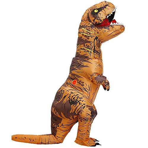 Zi Xi & Zi Qi T-Rex Inflatable Dinosaur Mascot Party Costume Fancy Dress Cosplay Outfit Adult (Classic Brown)