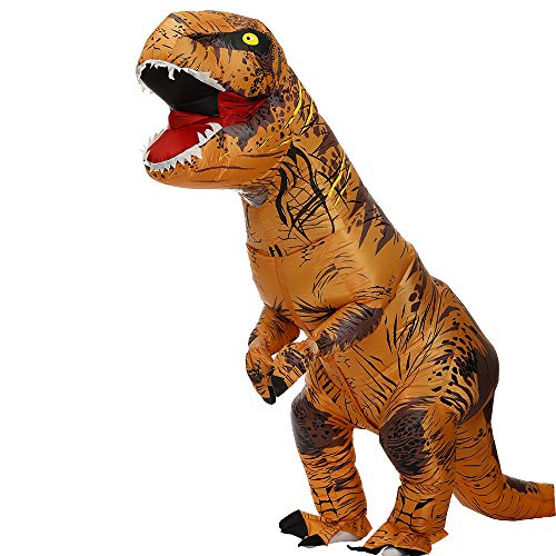 Zi Xi & Zi Qi T-Rex Inflatable Dinosaur Mascot Party Costume Fancy Dress Cosplay Outfit Adult (Classic Brown)