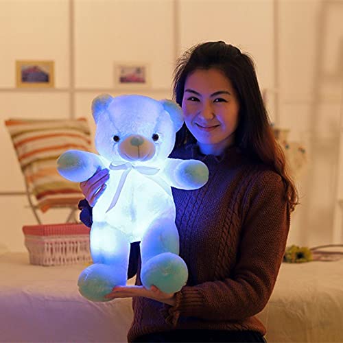 Zinsale Oso de Peluche de 7 Colores Oso cambiante de luz Almohada de Peluche LED Luminoso luz Nocturna para niños durmiendo (Blue)