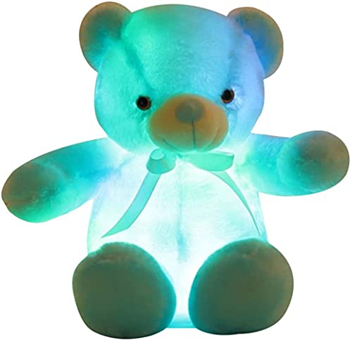 Zinsale Oso de Peluche de 7 Colores Oso cambiante de luz Almohada de Peluche LED Luminoso luz Nocturna para niños durmiendo (Blue)