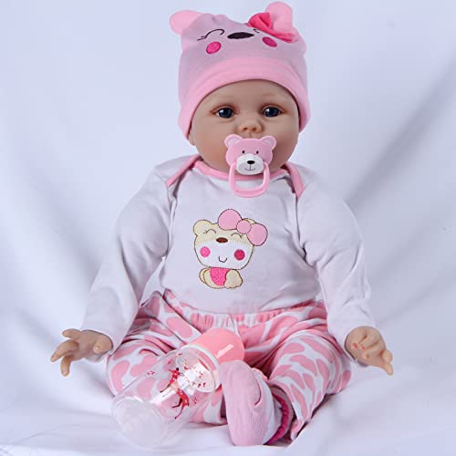 ZIYIUI Realista Muñeca Bebe Reborn Muñecos bebé Niña 22 Pulgadas 55cm Vinilo Suave Silicona Reborn Baby Dolls Ojos Abiertos Niños Juguete