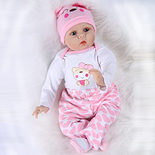 ZIYIUI Realista Muñeca Bebe Reborn Muñecos bebé Niña 22 Pulgadas 55cm Vinilo Suave Silicona Reborn Baby Dolls Ojos Abiertos Niños Juguete