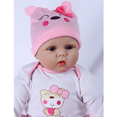 ZIYIUI Realista Muñeca Bebe Reborn Muñecos bebé Niña 22 Pulgadas 55cm Vinilo Suave Silicona Reborn Baby Dolls Ojos Abiertos Niños Juguete