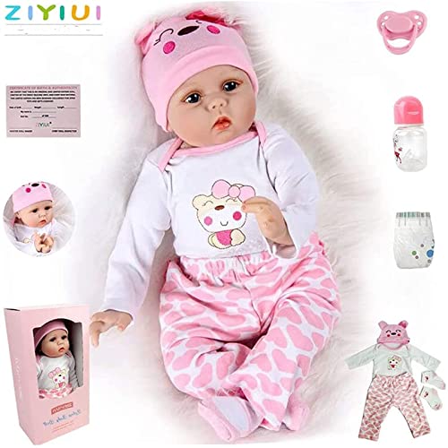 ZIYIUI Realista Muñeca Bebe Reborn Muñecos bebé Niña 22 Pulgadas 55cm Vinilo Suave Silicona Reborn Baby Dolls Ojos Abiertos Niños Juguete