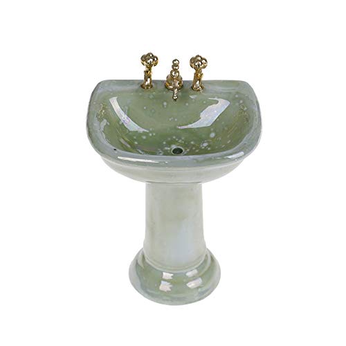 ZJCUNEUR 1 Juego Cuenca Bañera Baño Porcelana Verde Conjunto Aseo Muebles Accesorios de los Juguetes uno y Doce de muñecas en Miniatura (Color : Verde, Size : Gratis)