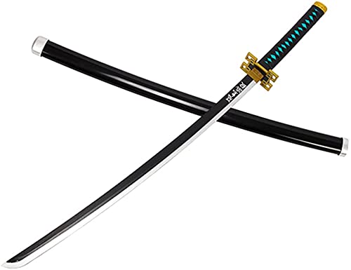 ZJIEX Anime Katana, Demon Slayer Cosplay para Tokitou Muichirou Katana, Modelo de Madera, fanáticos del Anime (ABS + bambú) Ninja, Samurai Sword Sword Weapon Props Anime Toys