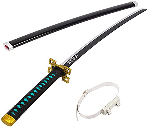 ZJIEX Anime Katana, Demon Slayer Cosplay para Tokitou Muichirou Katana, Modelo de Madera, fanáticos del Anime (ABS + bambú) Ninja, Samurai Sword Sword Weapon Props Anime Toys