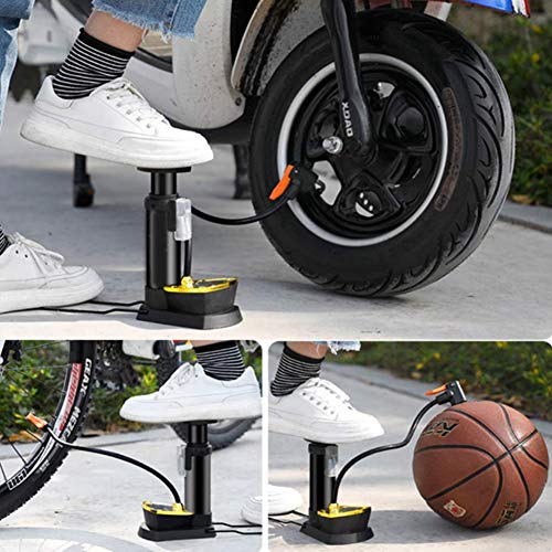 ZMYLOVE Moto Bomba Piso, 160PSI Mini Portátil De Bicicletas Pedal Activa La Bomba De Pie con Gauge Presta Válvula Schrader para La Carretera De Montaña De Bici Bolas Globos