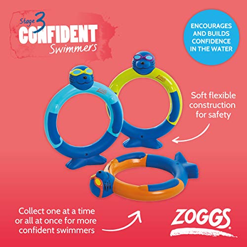 Zoggs Rings Palos Dive Sticks Buceo Juguetes para niños, Bebés Unisex, Rojo/Verde/Amarillo/Púrpura/Azul, 3 Años +