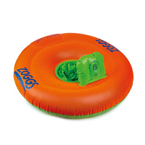 Zoggs Trainer Seat Inflable Flotador Barco de Natación Bebe, Bebés Unisex, Naranja/Verde, 3-12 Meses