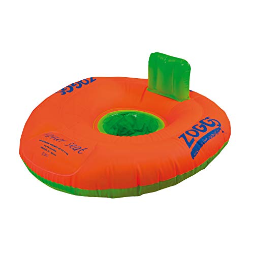 Zoggs Trainer Seat Inflable Flotador Barco de Natación Bebe, Bebés Unisex, Naranja/Verde, 3-12 Meses