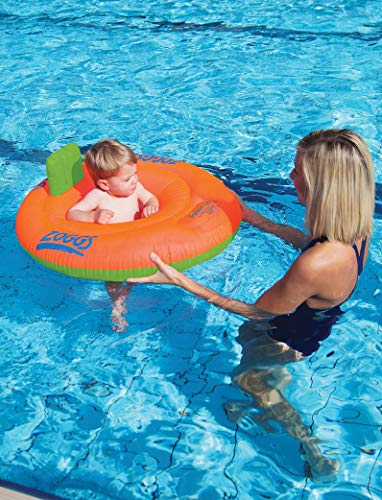 Zoggs Trainer Seat Inflable Flotador Barco de Natación Bebe, Bebés Unisex, Naranja/Verde, 3-12 Meses