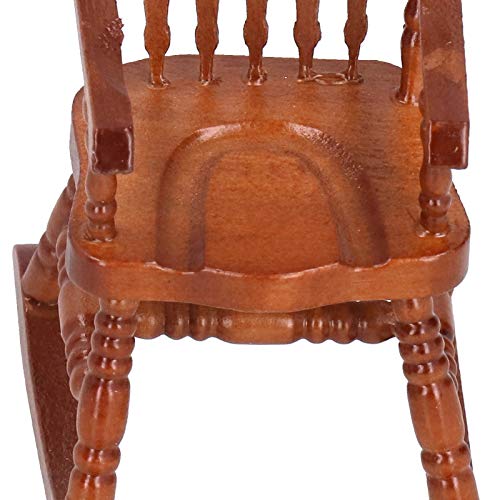 Zopsc-1 Mecedora de Casa de Muñecas de Diseño Vívido, Silla Mecedora en Miniatura, Asiento de Cuerda para Jugar en Casa para Bebés Y Niños(Color café)