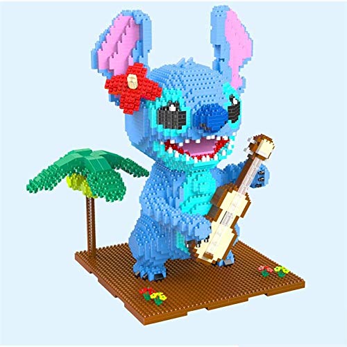 ZT Bloques de construcción, pequeño ratón azul que sostiene una guitarra Nano Micro Blocks 3D Puzzle DIY juguetes Modelo de juguete de ladrillo, Nano-Mini Building Blocks DIY Juguetes, Adecuado for ni