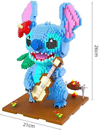 ZT Bloques de construcción, pequeño ratón azul que sostiene una guitarra Nano Micro Blocks 3D Puzzle DIY juguetes Modelo de juguete de ladrillo, Nano-Mini Building Blocks DIY Juguetes, Adecuado for ni