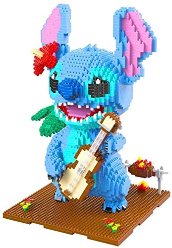 ZT Bloques de construcción, pequeño ratón azul que sostiene una guitarra Nano Micro Blocks 3D Puzzle DIY juguetes Modelo de juguete de ladrillo, Nano-Mini Building Blocks DIY Juguetes, Adecuado for ni