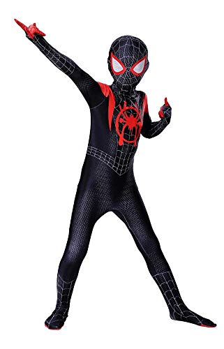 ZUOZHE Disfraz De Spiderman Infantil Fiesta De Halloween Cosplay Juegos Disfraces Traje Fiesta De Superhéroe,Black-（140~150cm）