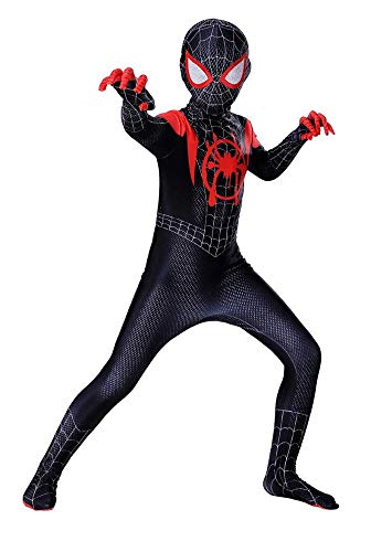 ZUOZHE Disfraz De Spiderman Infantil Fiesta De Halloween Cosplay Juegos Disfraces Traje Fiesta De Superhéroe,Black-（140~150cm）