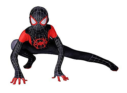 ZUOZHE Disfraz De Spiderman Infantil Fiesta De Halloween Cosplay Juegos Disfraces Traje Fiesta De Superhéroe,Black-（140~150cm）