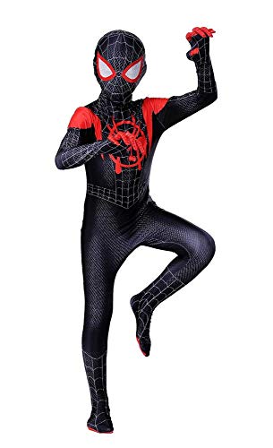 ZUOZHE Disfraz De Spiderman Infantil Fiesta De Halloween Cosplay Juegos Disfraces Traje Fiesta De Superhéroe,Black-（140~150cm）