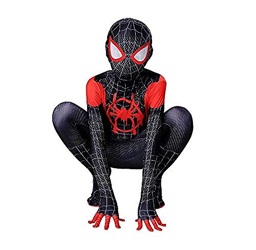 ZUOZHE Disfraz De Spiderman Infantil Fiesta De Halloween Cosplay Juegos Disfraces Traje Fiesta De Superhéroe,Black-（140~150cm）