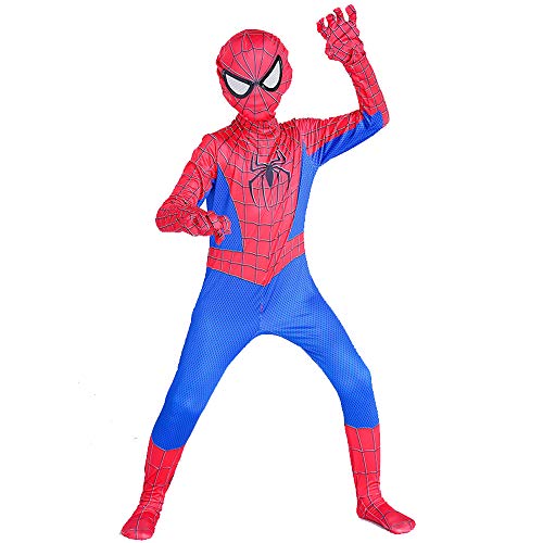 ZUOZHE Niños Adulto Superhéroe Spiderman Ropa Cosplay Halloween Navidad Celebracion Traje Fiesta De Baile Medias Siamesas Spider-Man Anime Disfraz,B-(135~145cm)