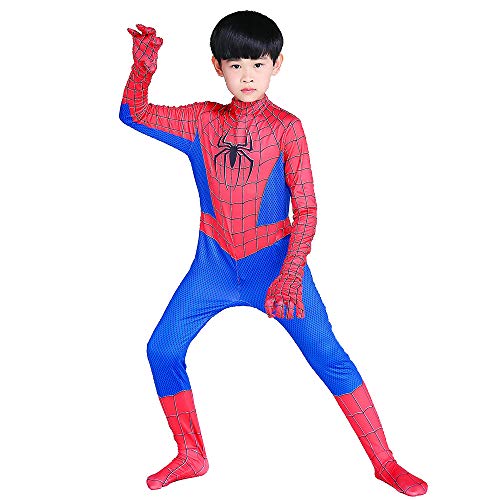 ZUOZHE Niños Adulto Superhéroe Spiderman Ropa Cosplay Halloween Navidad Celebracion Traje Fiesta De Baile Medias Siamesas Spider-Man Anime Disfraz,B-(135~145cm)